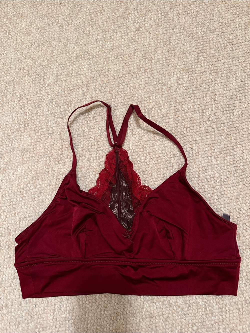 aerie Deep Burgundy Lace Racerback Bralette